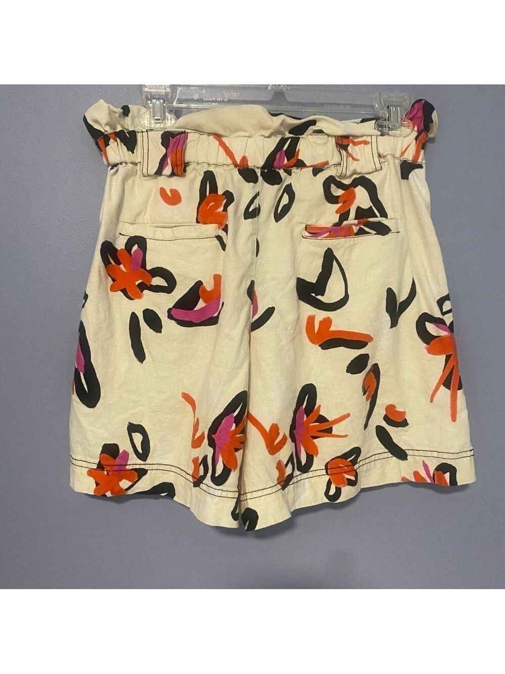 Tanya Taylor High Waist Floral Linen Shorts Orange Pink Black Women’s Size 8 - Picture 7 of 13